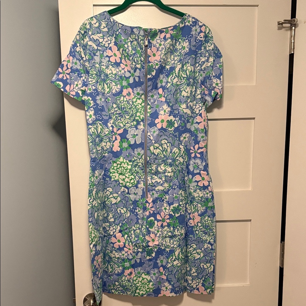 Lilly Pulitzer Short Sleeved Blue Floral Mini Dress - Picture 4 of 4